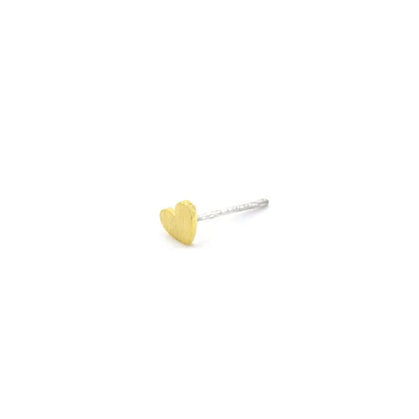 Single Heart Gold Sterling Silver Studs