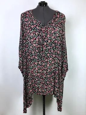 Size 9X Black & Rose Floral Shirt